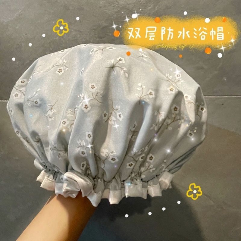 儿童沐浴帽头套防水洗澡成人发膜帽女双层浴帽女加厚厨房防油烟帽
