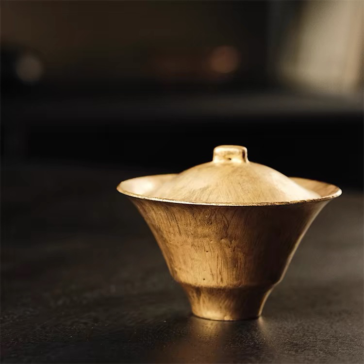 松风舍金银彩系列盖碗 程伟手作茶道具泡茶器