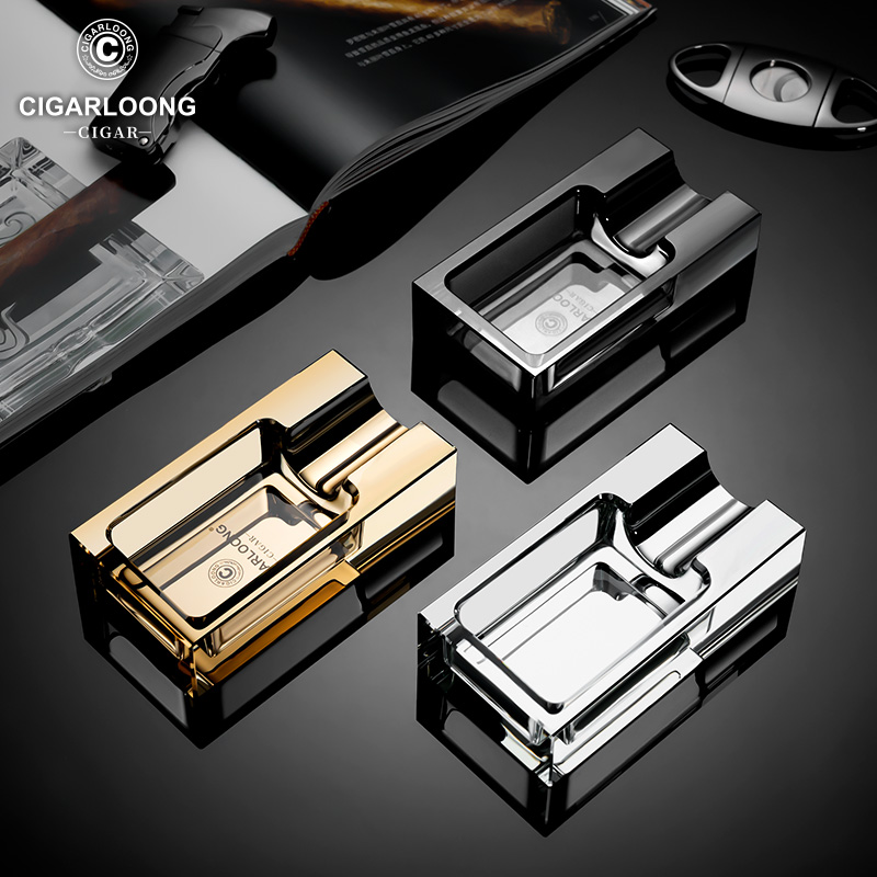 茄龙雪茄烟灰缸单槽玻璃烟灰缸客厅办公室烟缸摆件CG-24DET1