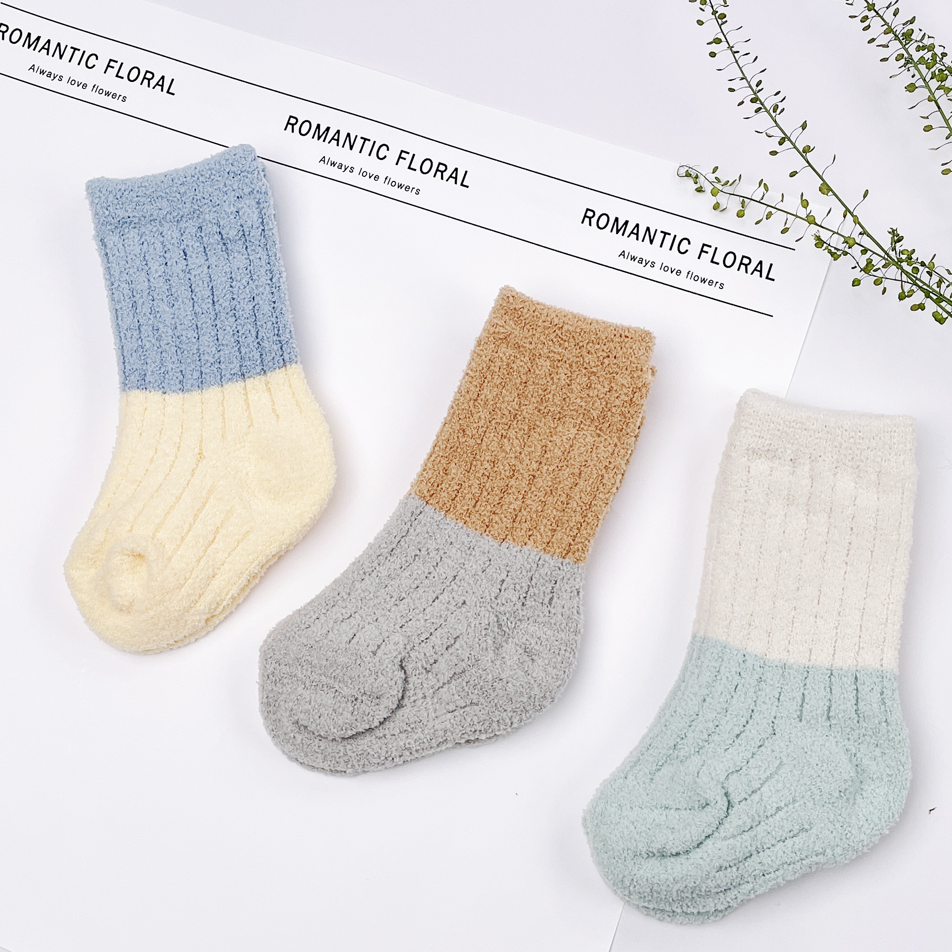 9660婴儿袜子冬季加厚中筒袜加绒保暖珊瑚绒新生儿冬天暖脚袜A类