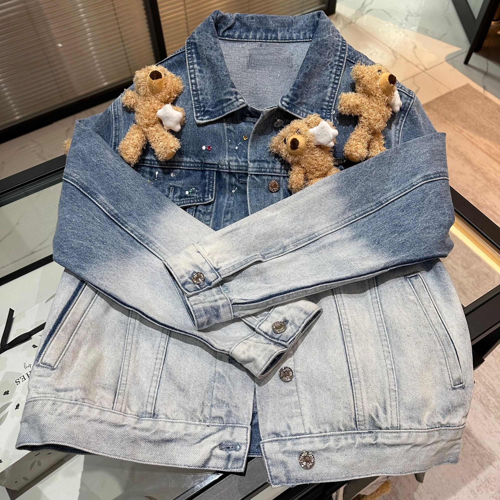 COCO AMAZING（007）发光小熊牛仔外套女-383