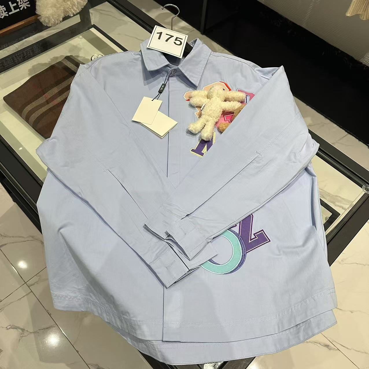 COCO AMAZING（013）泡泡纱粉色格子长袖衬衫-229特价