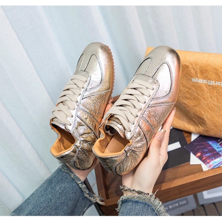 米娅·2025升级款·有钱银富贵金·软底软面·百搭时尚平底德训鞋