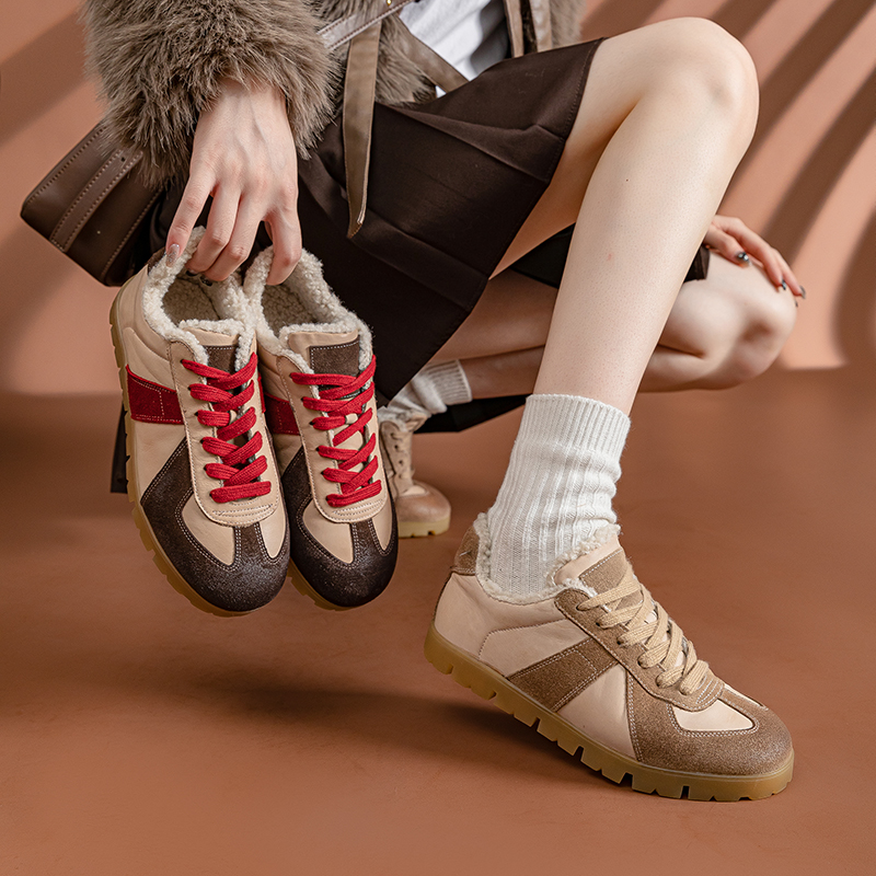 米娅家2025春夏季新款安可拉色德训鞋加绒时尚潮鞋复古运动