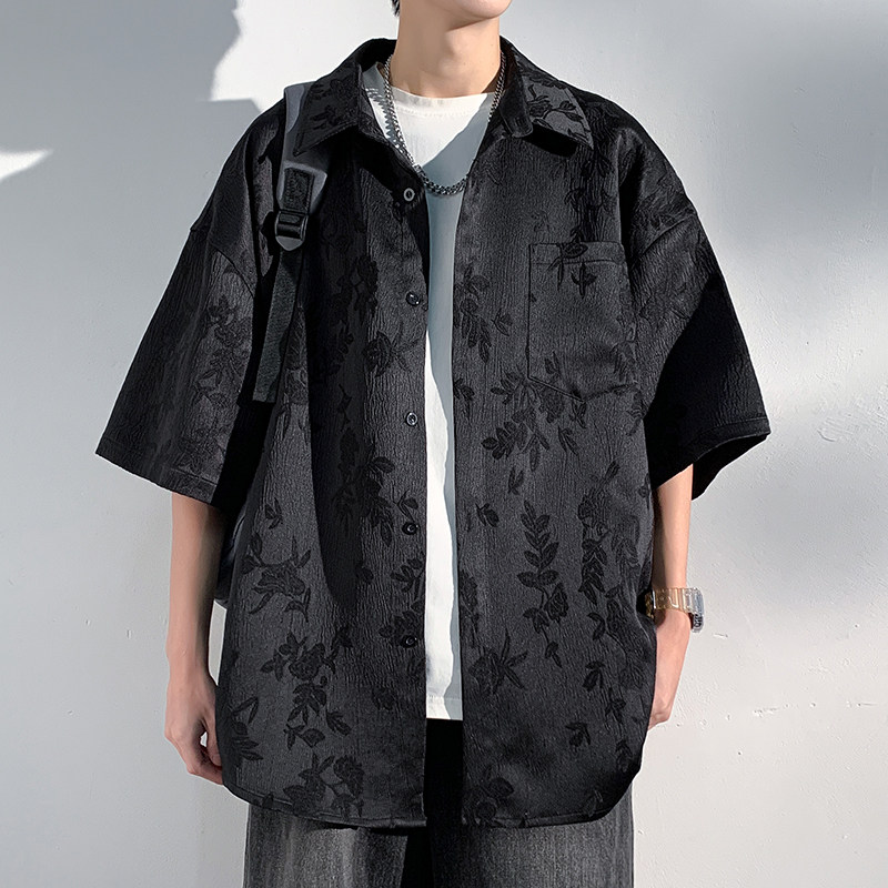 2025新款夏季百搭国风新中式设计宽松帅气短袖休闲衬衫高级衬衣