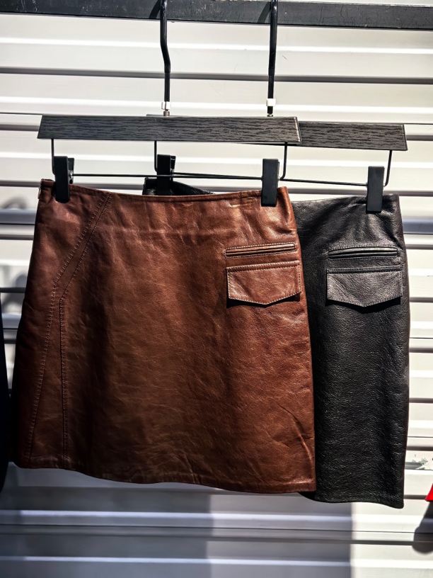 红姐严选高腰小口袋皮裙30897