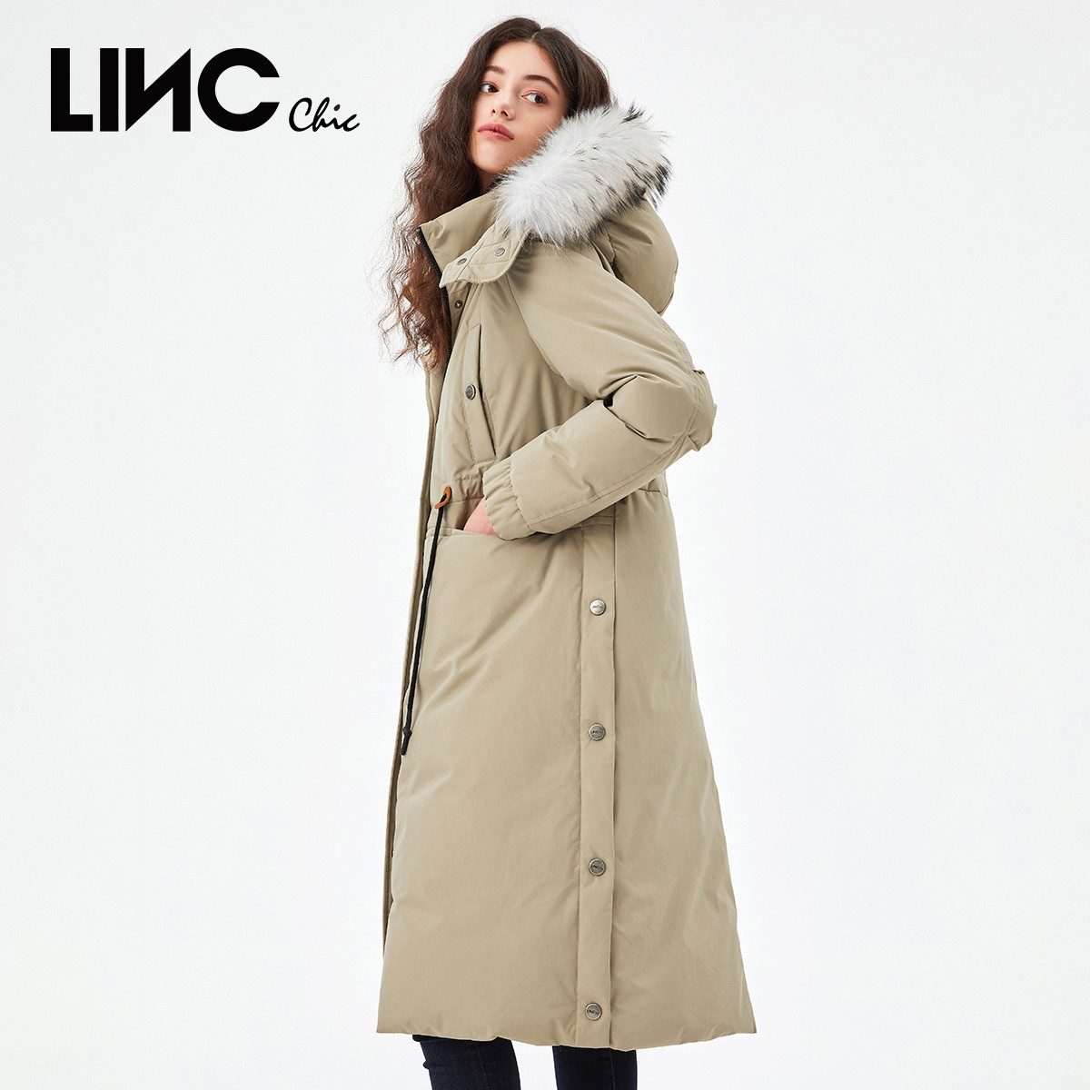 LINC金羽杰羽绒服女冬季新款长款羽绒服女冬季外套女冬款944368
