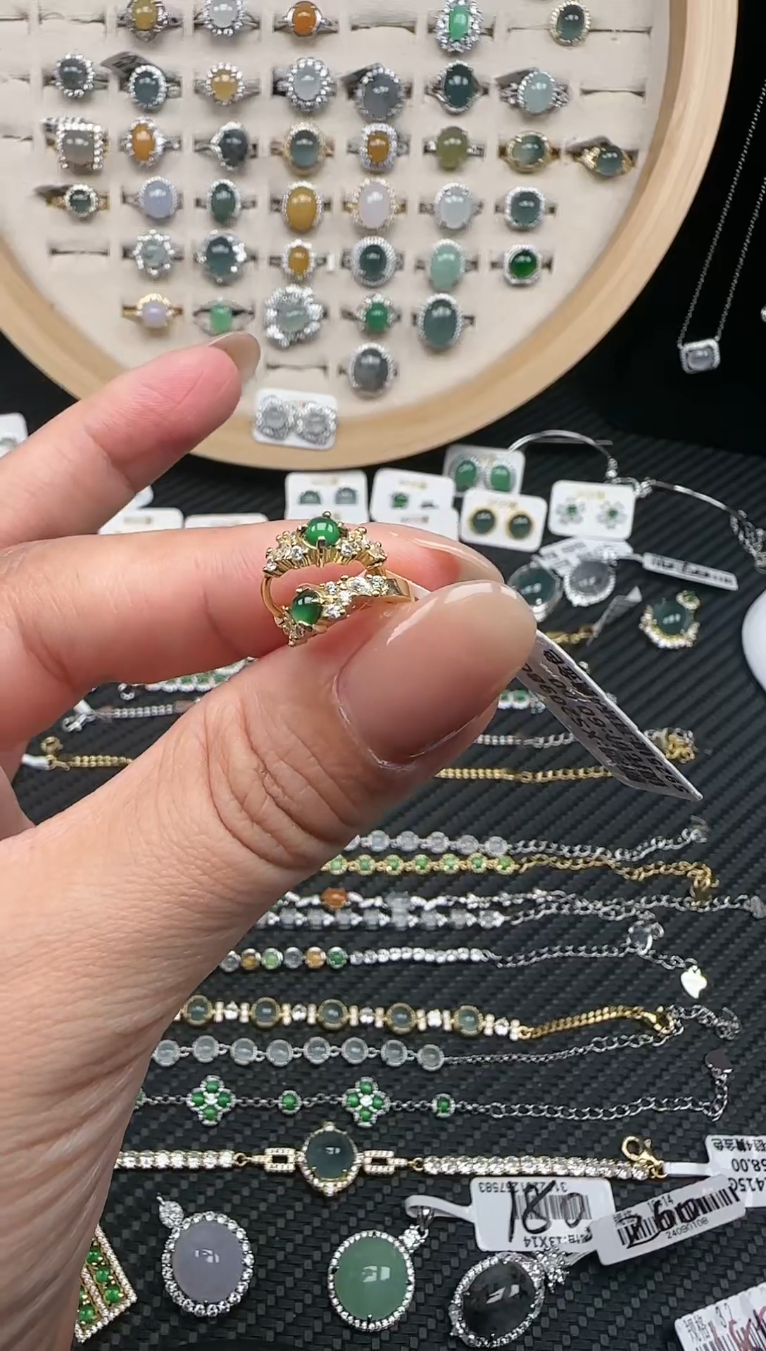 【闪购商品】翡翠耳饰银S925镶嵌耳钉020