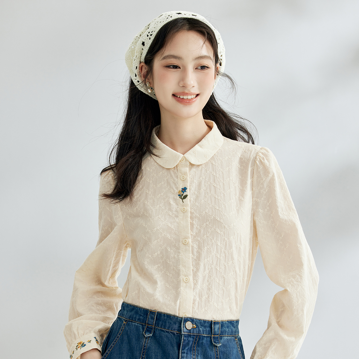 【尤莱特】茵曼2024春秋新款女衬衫长袖气质纯棉休闲显瘦薄款豹纹