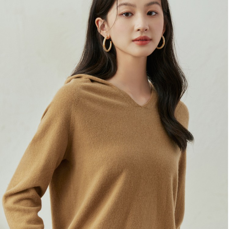 【秋冬毛衣内搭】茵曼冬季女毛衣外套上衣女装套头毛衣针织连帽长袖