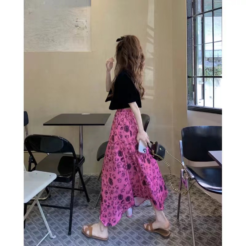 （89-399）秋冬品牌洋气小众套装女装直播链接夏季高腰中长款碎花