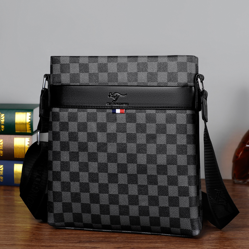 轻奢格纹男包斜挎包新款男士包包单肩商务休闲包潮流韩版斜跨背包