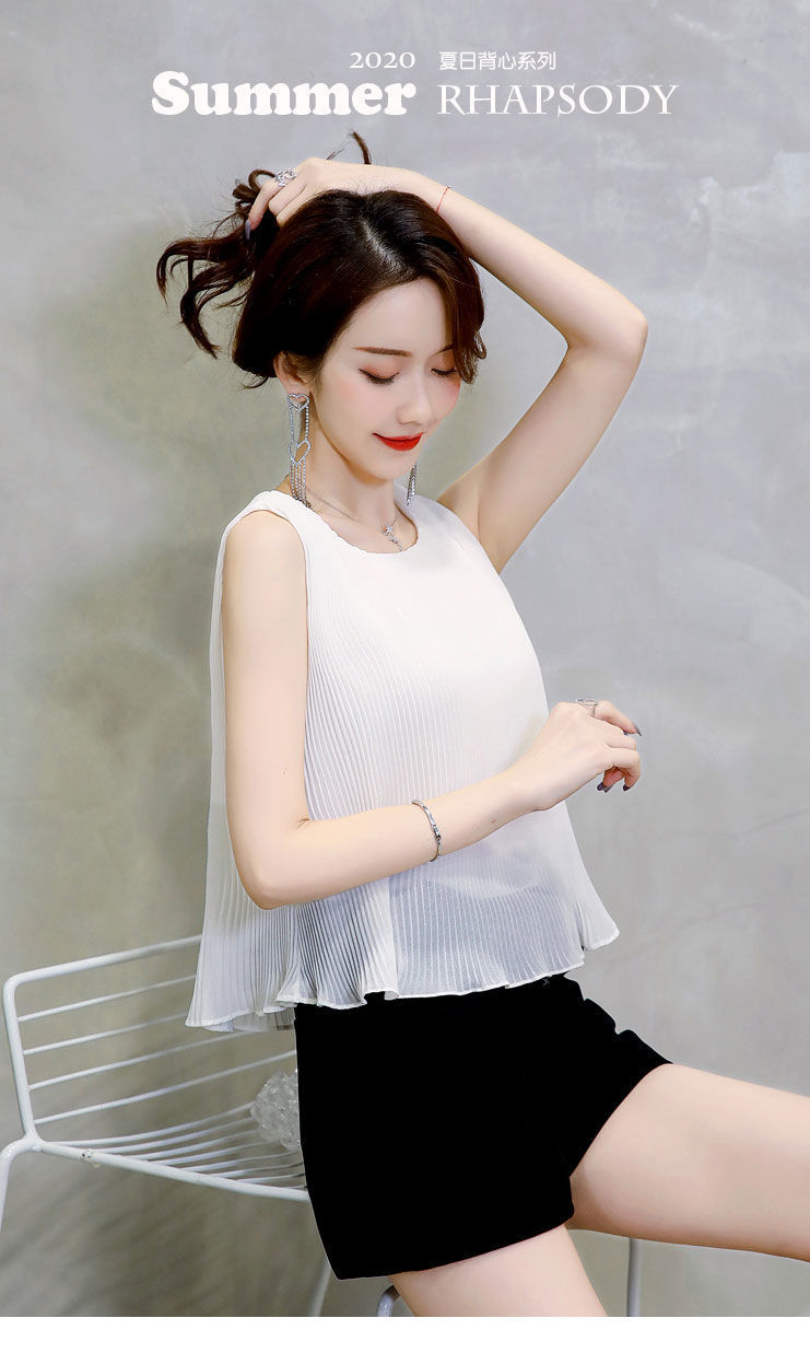 可外穿高级背心女打底夏季女士雪纺无袖吊带上衣短款百搭薄款小衫