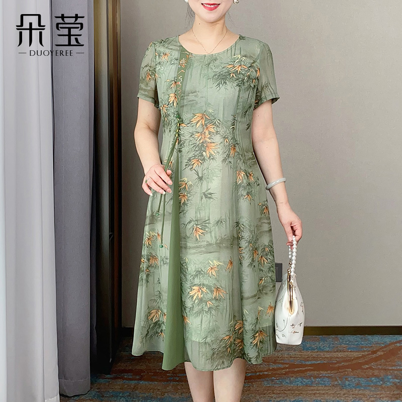 【断码特价】妈妈夏装国风新中式连衣裙女中老年舒适显瘦长裙YA-138