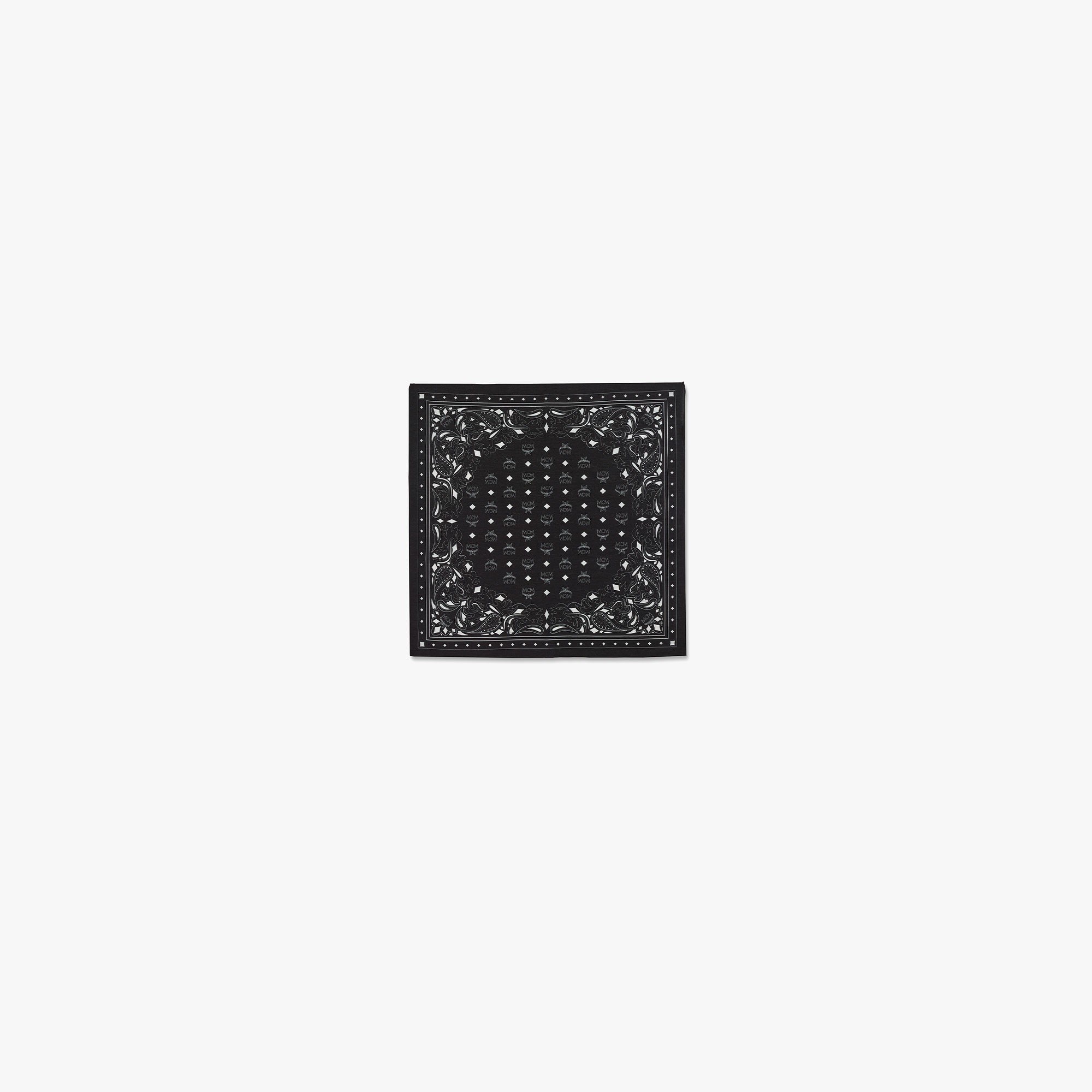 【新品】MCM COLLECTION经典黑色印花围巾时尚高档女士优雅桑蚕丝巾