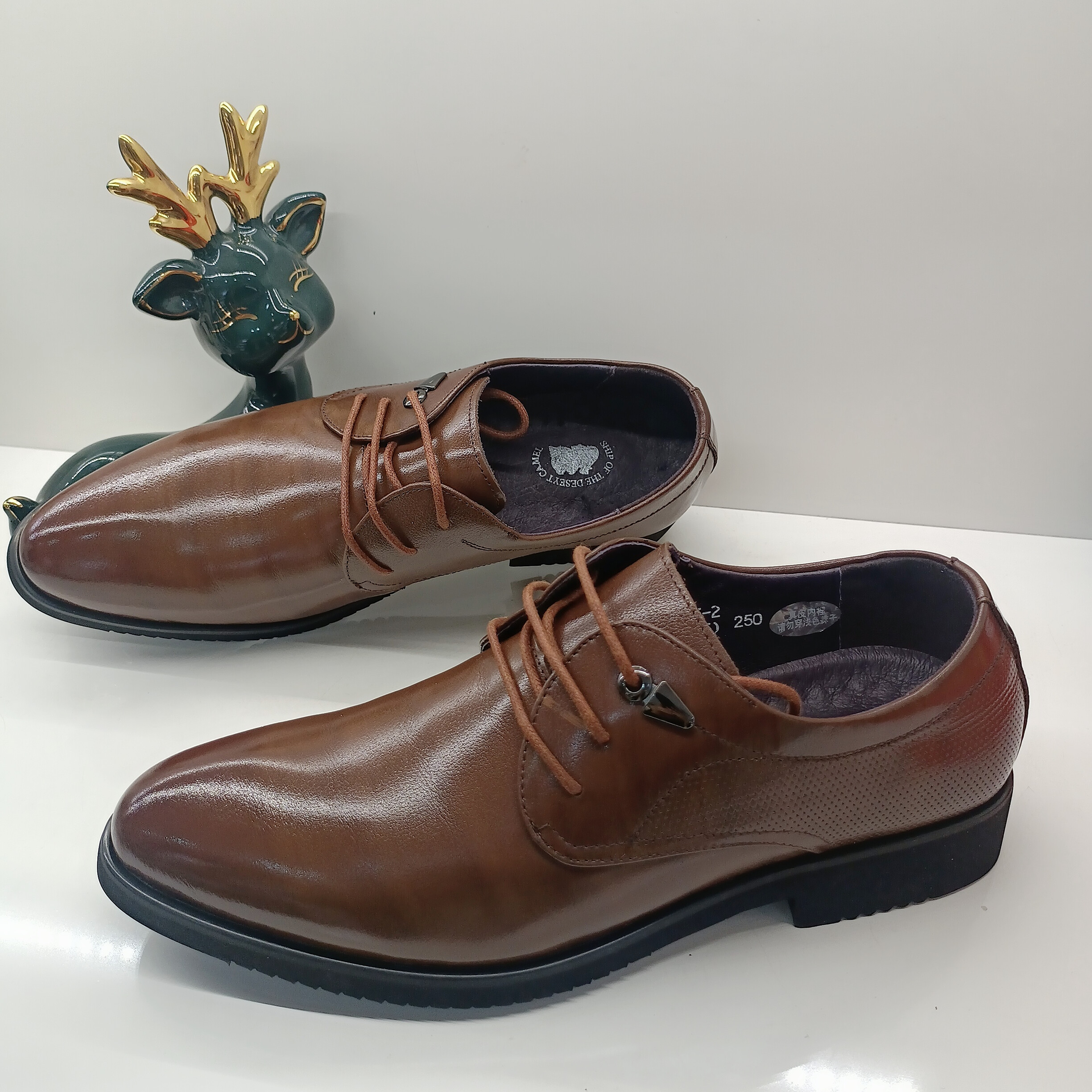 （橡胶大底）2023新货品质头层牛皮男式商务休闲断码皮鞋685粽色