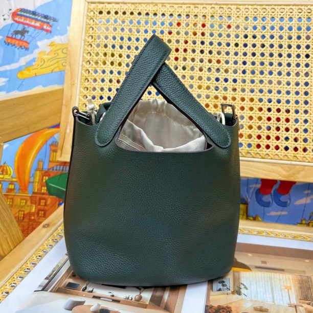 18cm菜篮子松柏绿头层牛皮