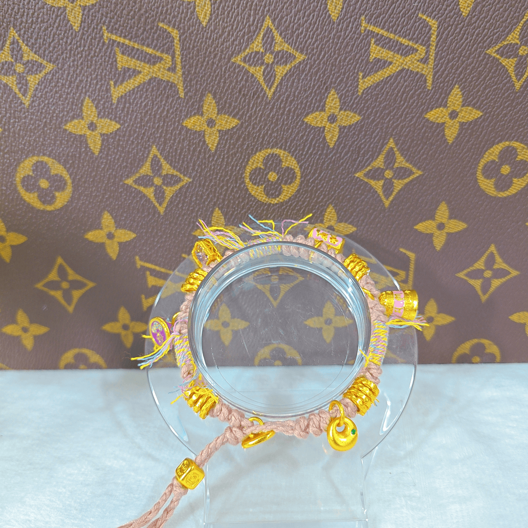 铜合金手链 藏式盘缠胖福铃铛彩色手绳