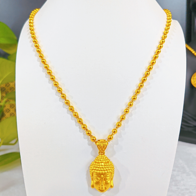 铜合金吊坠 中号佛头配卡4珠珠链一套精工制作