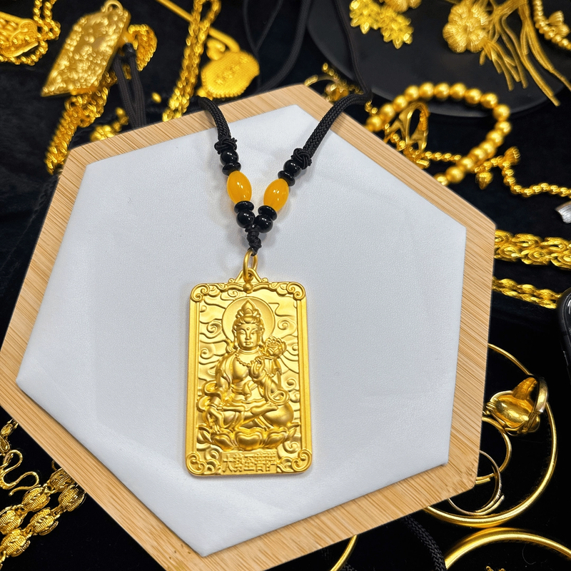 铜合金吊坠 时尚观音无事牌编织绳款