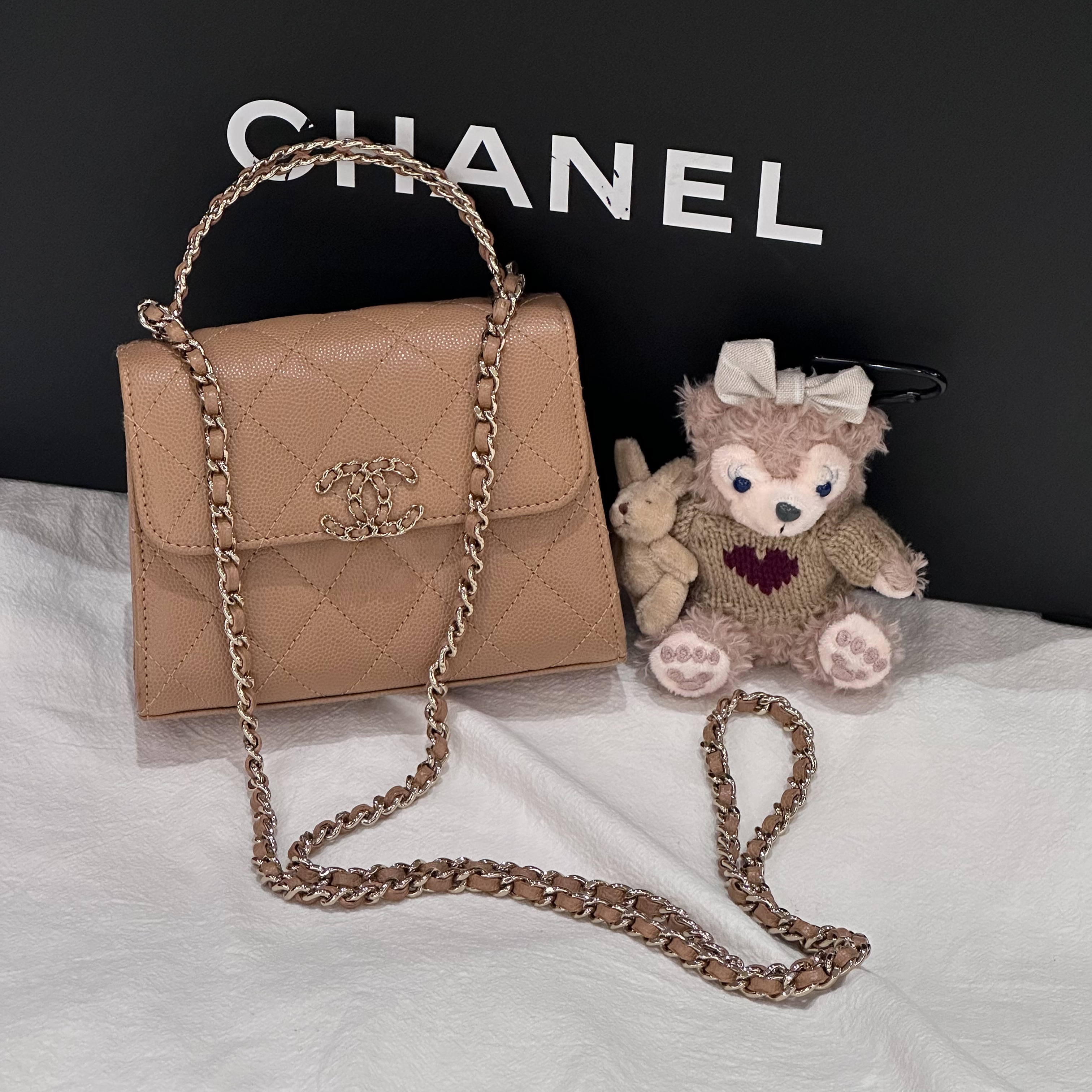 95新 Chanel/香奈儿 Chanel 23P手柄Kelly奶茶色荔枝皮