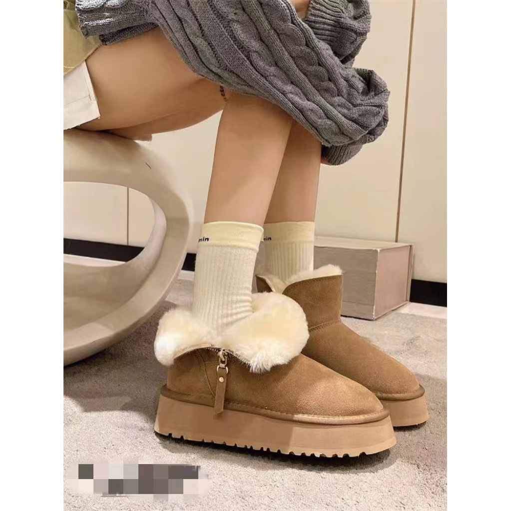 ugg雪地靴一体雪地靴加厚女棉鞋加绒棉靴短靴厚底鞋秋冬雪地靴女