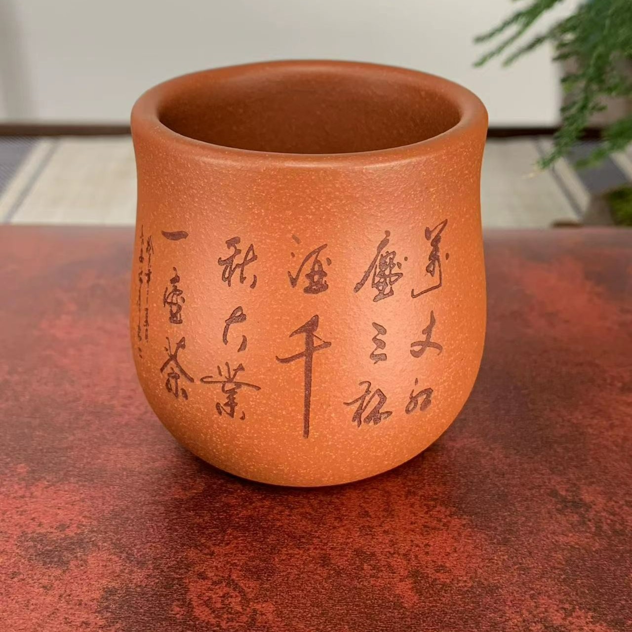 宜兴紫砂茶杯降坡泥主人客人120cc小口精美刻绘小口杯实用紫砂杯