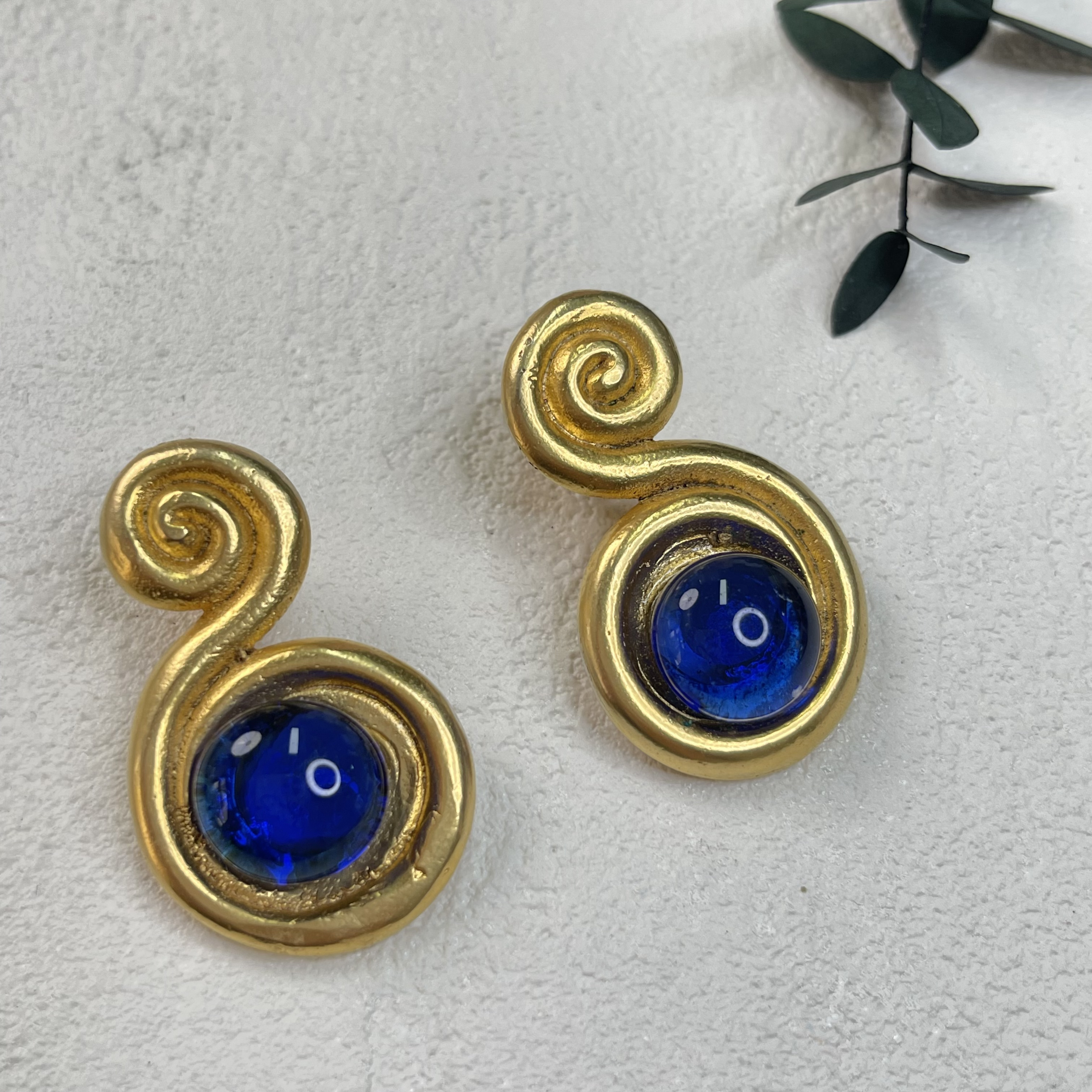 铜合金玻璃耳饰 【六六中古】孤品复古耳夹ap5245