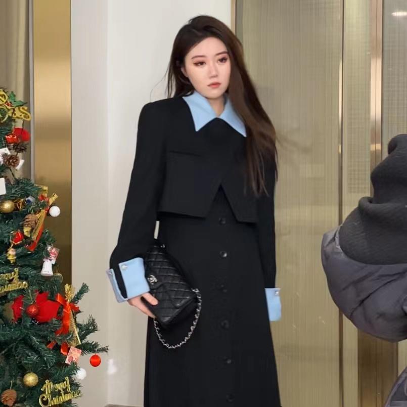 大码胖小香风开衫连衣裙套装女2024年秋季新款气质显瘦两件套