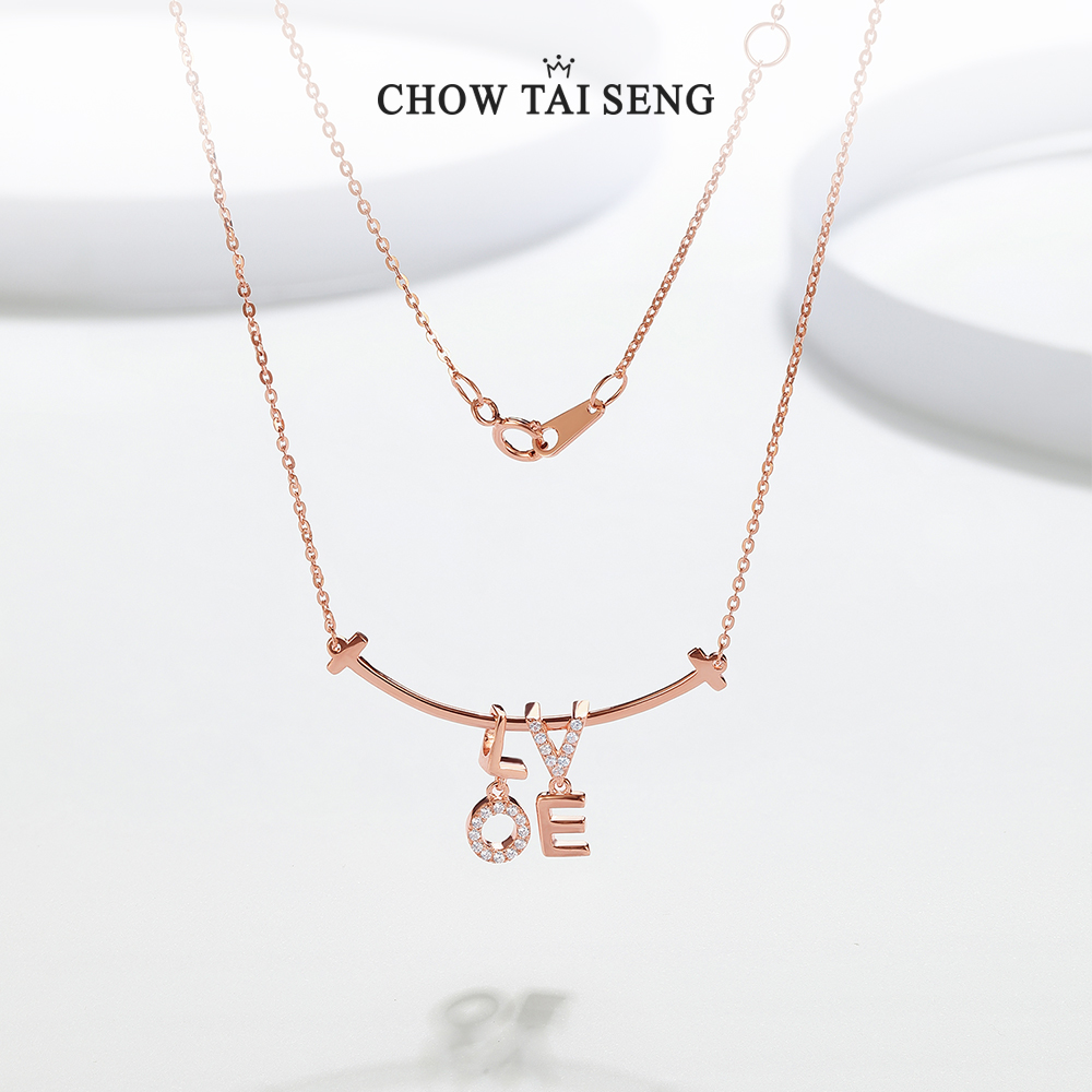Chow Tai Seng/周大生 坠链均925银合成锆石 LOVE字母简约项链