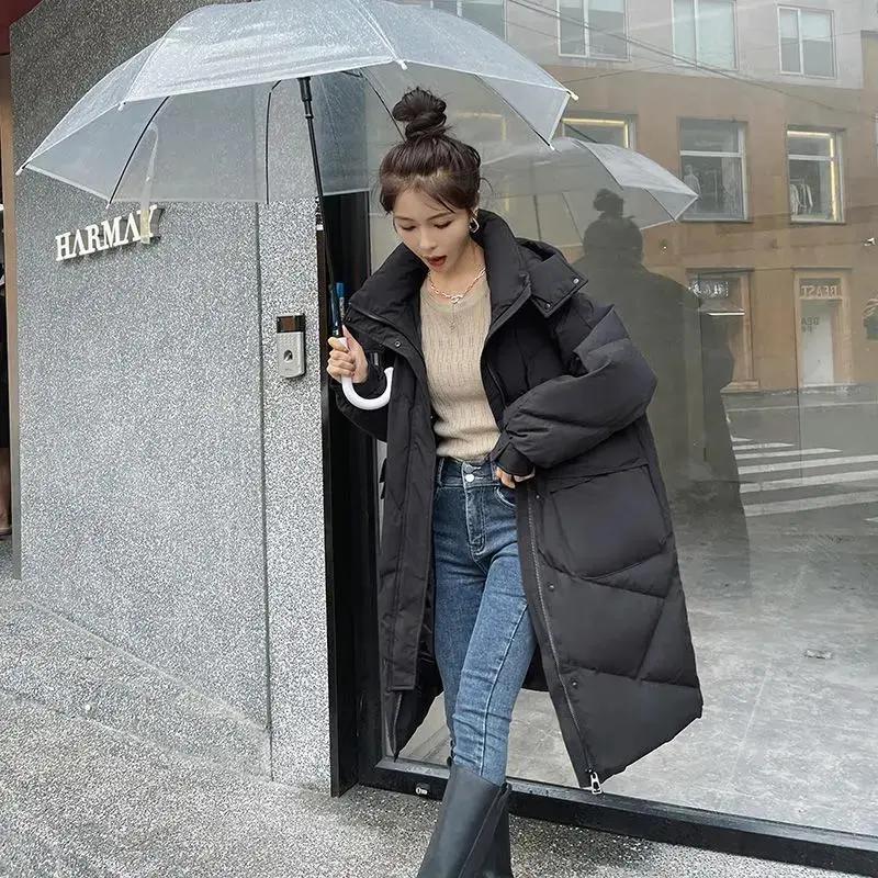 特大码300斤秋冬加厚胖MM法式洋气服衣袄过膝长款外套女羽绒衣