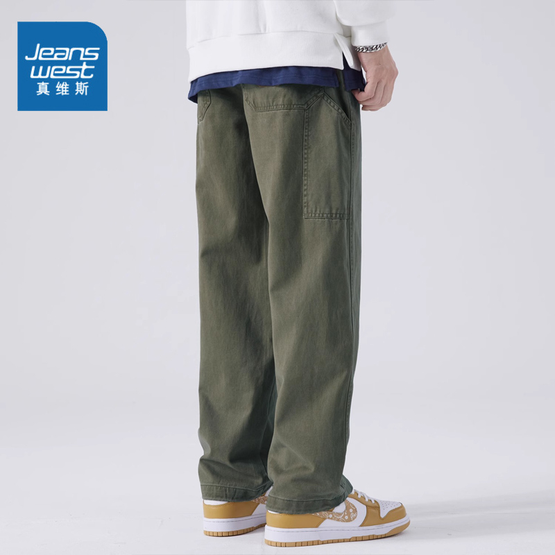 Jeanswest/真维斯美式休闲裤子男士秋季直筒宽松潮流阔腿休闲裤男