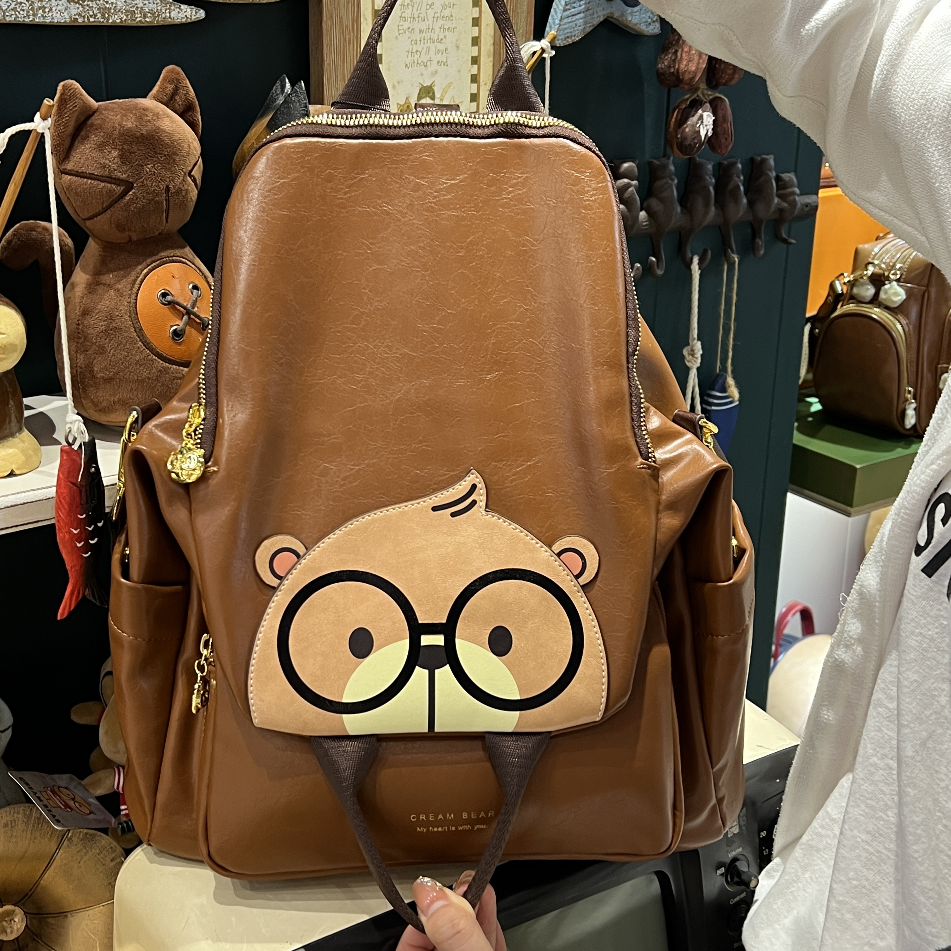 奶油熊新品小众多功能卡通可爱酷酷单肩包斜挎包双肩包