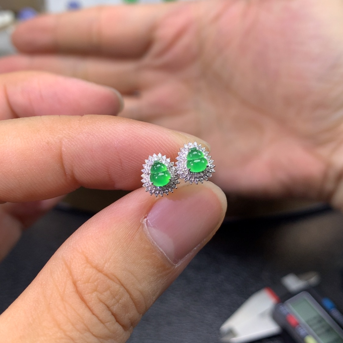 【闪购商品】翡翠耳饰18K金镶嵌