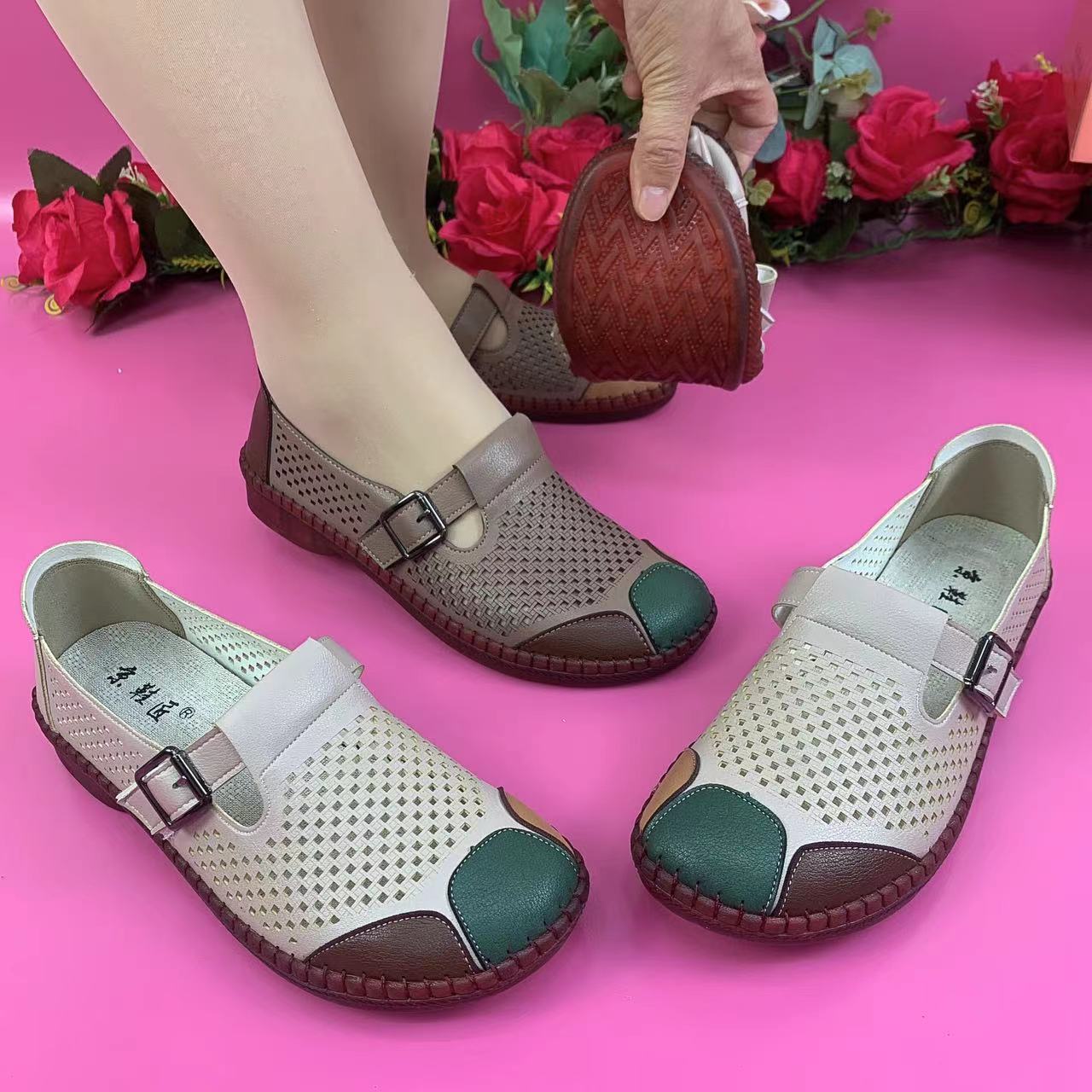 老北京布鞋女夏季镂空网眼透气中老年妈妈鞋防滑软底平底舒适女鞋