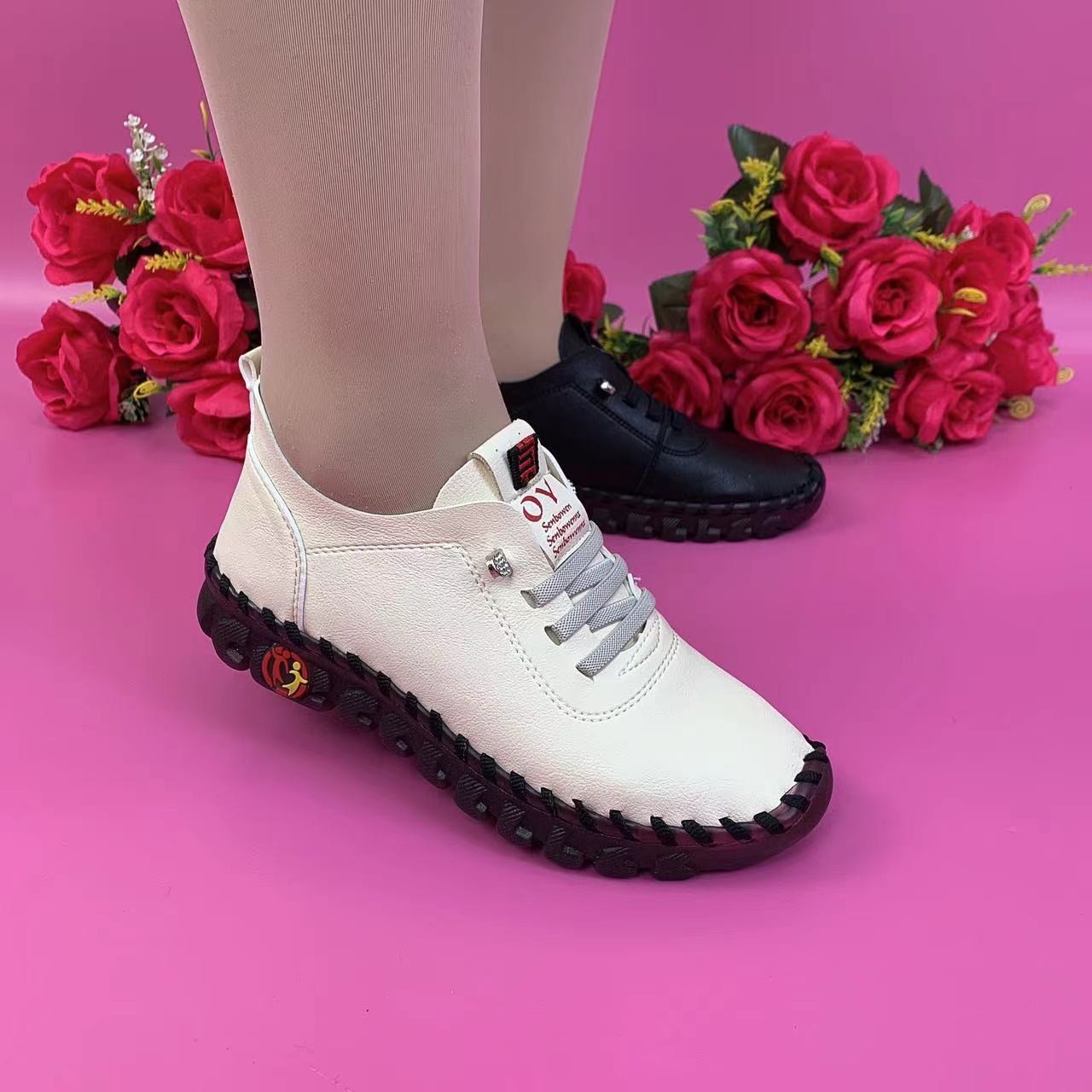 牛筋软底平底休闲妈妈鞋2208