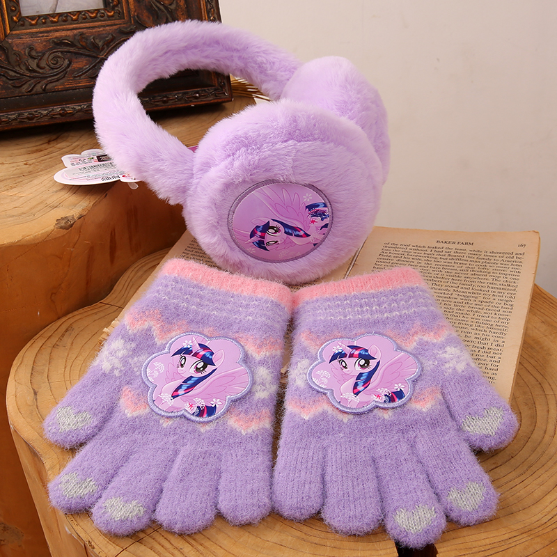 小马宝莉正版儿童五指手套冬天女童毛线针织厚防寒小学生女孩分指