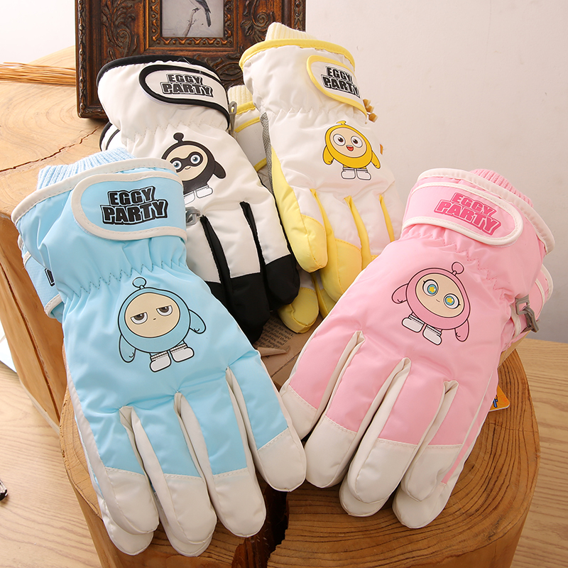 蛋仔儿童滑雪手套冬天玩雪防水防滑男童女童加绒加厚东北抗冻分指