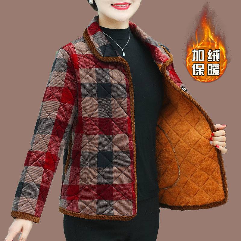 厚罩衣女装棉衣短款翻领保暖加绒厚奶奶冬装花棉袄老年厚围裙