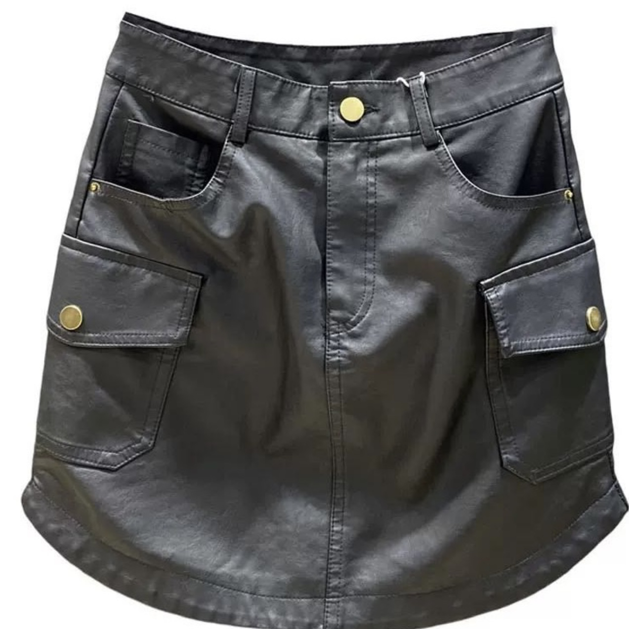 3635#侧边大兜兜,弧形底边设计,a版显瘦皮裙(没有腰带)