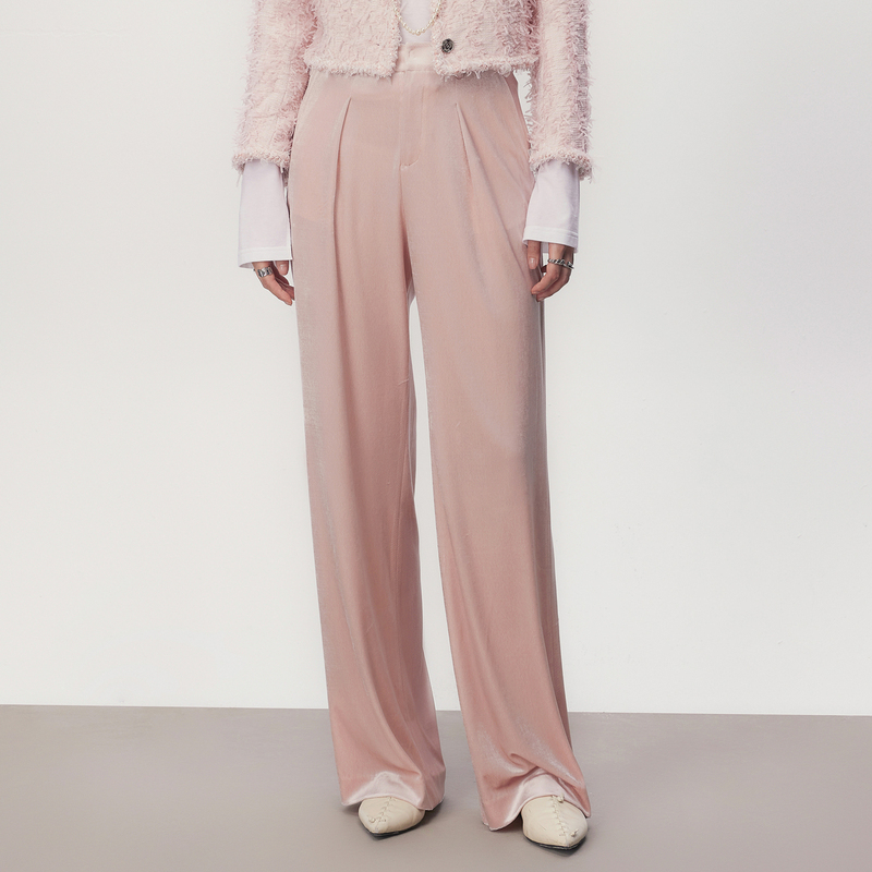 HPLY/荷比俪百搭时尚复古丝绒空气神裤及地舒适休闲裤HDD31410033