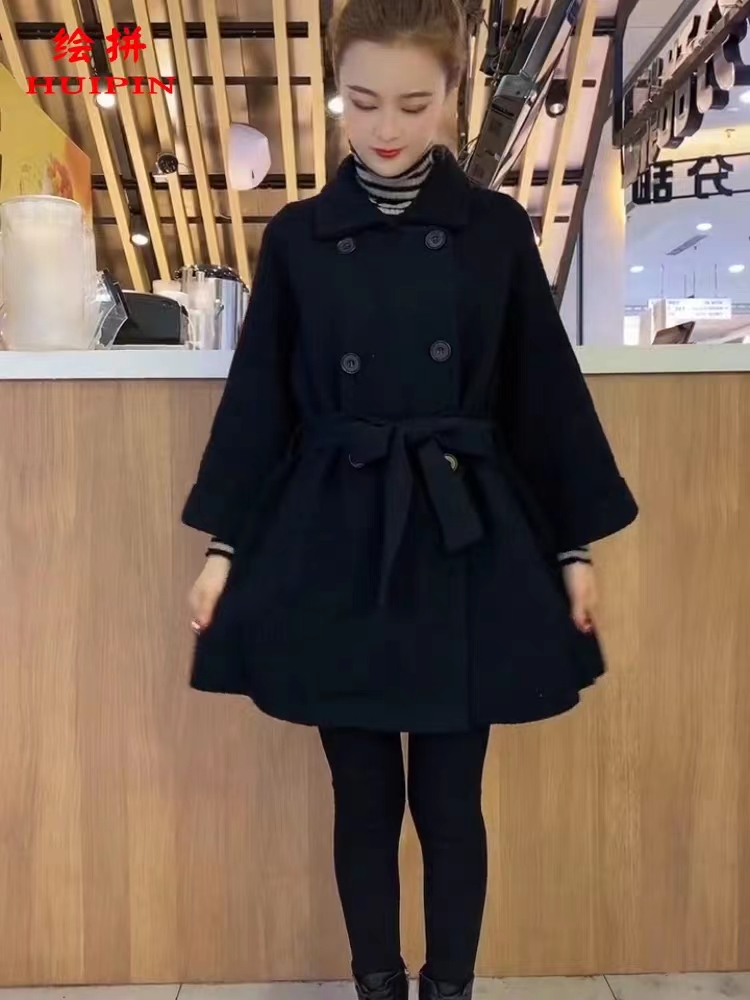 【晴晴家】新款时尚设计师网红秋冬带腰带韩版显瘦女装气质外套大衣