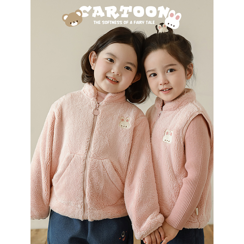 幼悠【童真留念】女童冬季保暖洋气双面绒加厚外穿毛绒外套GN4768