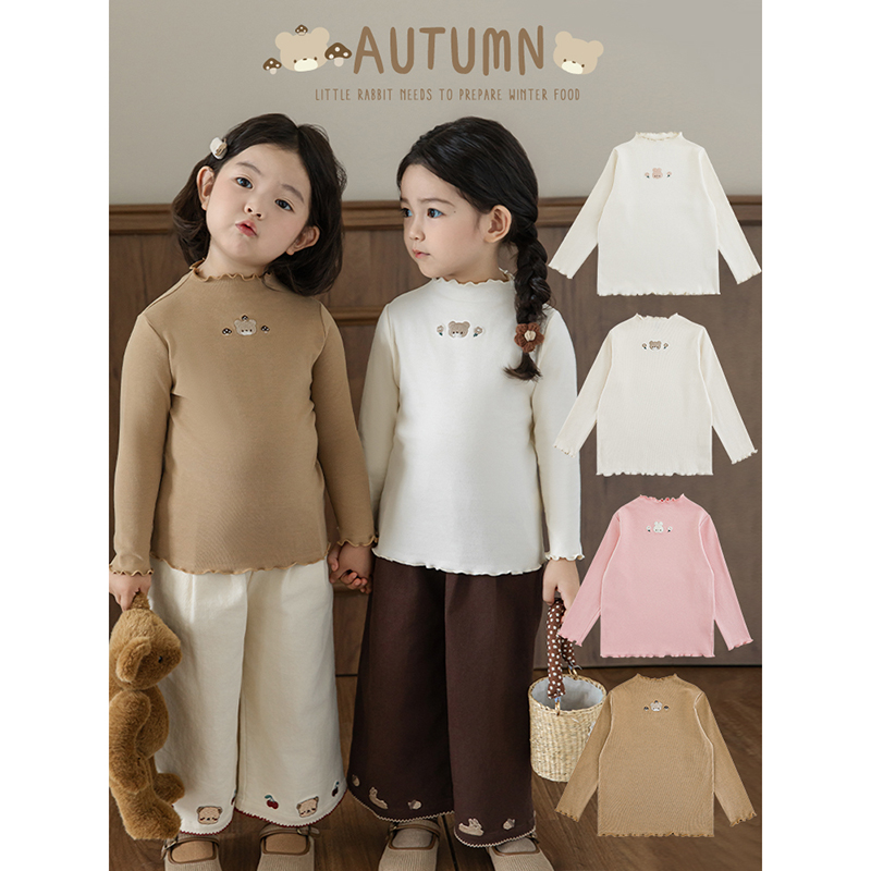 YOEHYAUL/幼悠幼悠【森岭伙伴】秋三波春秋女童长袖刺绣打底衫Q3943