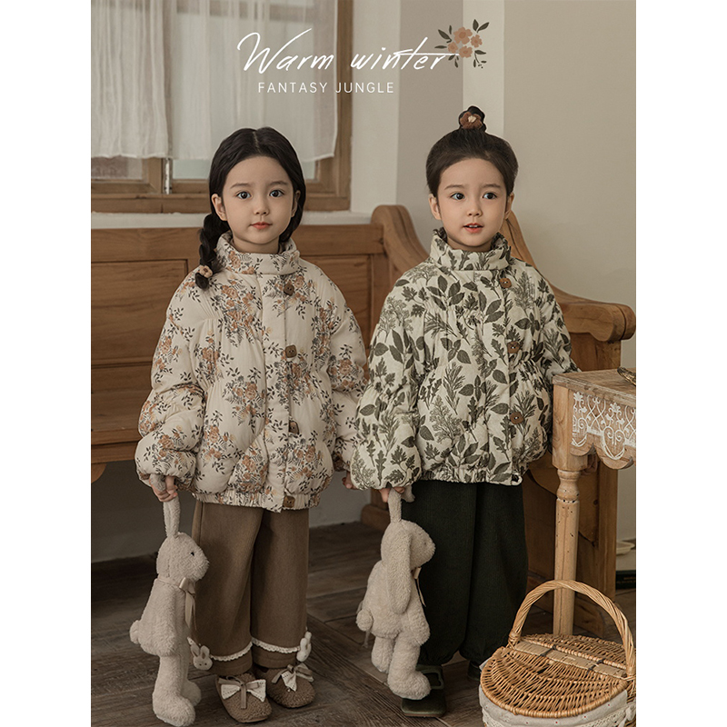 YOEHYAUL/幼悠幼悠 冬二波【花开富贵】满印可爱女童冬季棉服 D3988