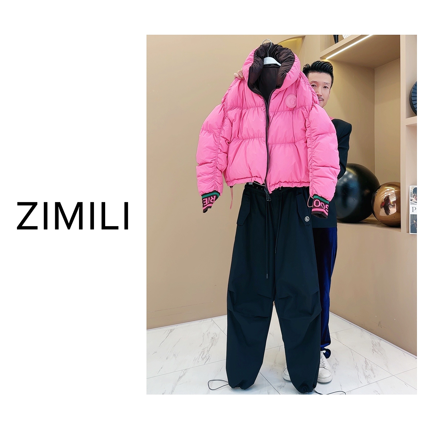 【LING哥定制】冬季拒水鹅绒螃蟹鹅绒服1966A+黑色加绒工装裤/2560A