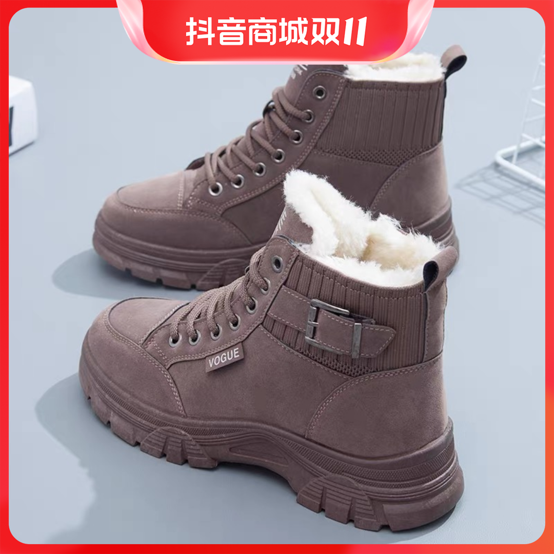 意尔康公主婵璇鞋业真软皮雪地靴女冬季新款加绒加厚大棉鞋软底保
