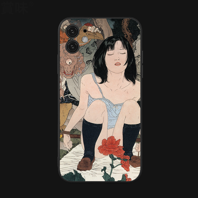 诡异重口味情色少女日式浮世绘猎奇山本高远涩手机壳适用iphone13