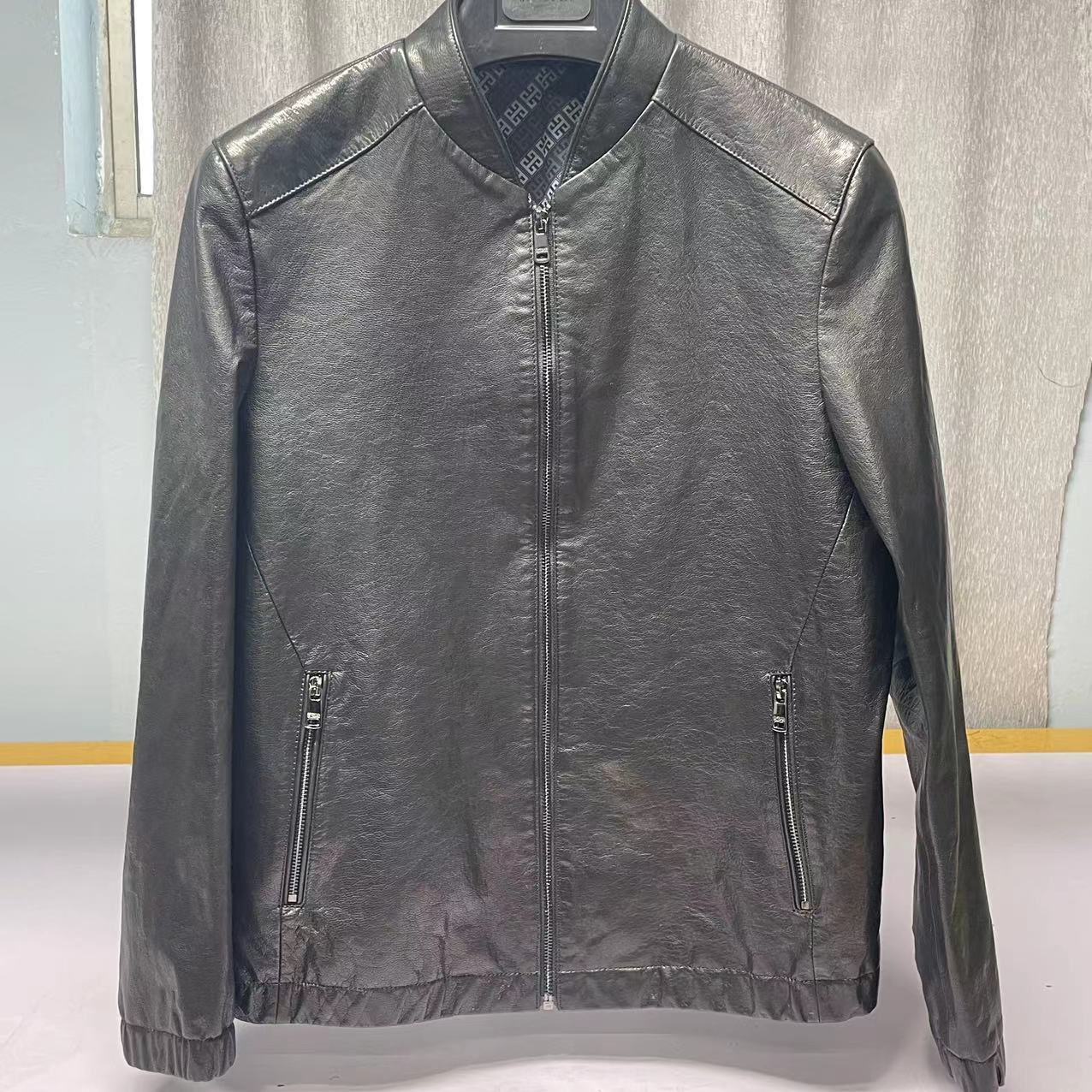 海宁真皮皮衣头层山羊皮休闲夹克男装款式短款春秋黑色百搭