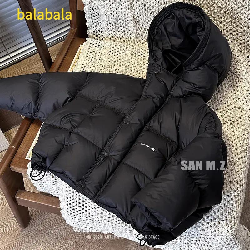 巴拉巴拉恩【羽绒服】2024新款连帽儿童加厚保暖冬季时尚90白鸭绒